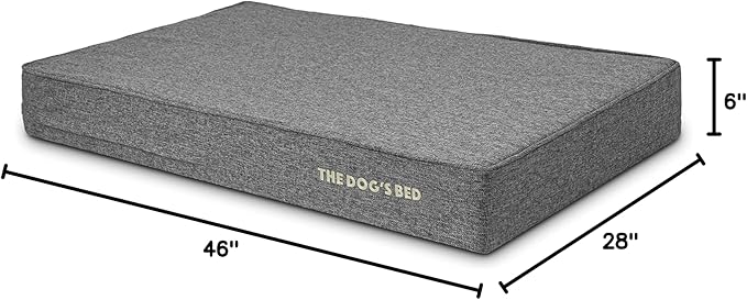 The Dog’s Bed Orthopedic Memory Foam Dog Bed for XL Dogs, Waterproof Washable Cover, Anti-Slip Base, Calming Surface – CertiPUR-Certified Foam, Grey Linen, 6 Inch Thick