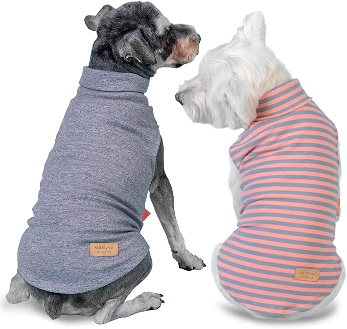 KYEESE 2Pack Dog Sweater Soft Dogs Clothes Warm Pets Clothes Turtleneck Pet Coats Stretchy Pet Sweatshirt Dog Sweaters for Small Dogs Girl Pullover Small Pets Sweaters