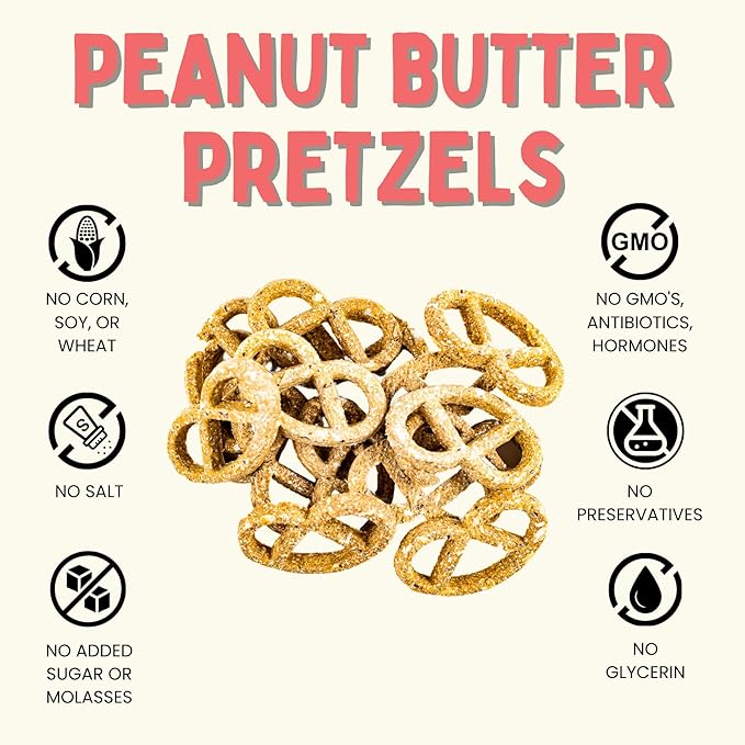 Winnie Lou Organic Dog Treats – Natural Dog Biscuits, USA Made, Organic Ingredients, Clean, Sensative Stomach, All Breed Sizes, High Protein, Hypoallergenic, Peanut Butter Pretzels (Pack of 2)