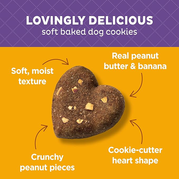 Old Mother Hubbard Wellness Wholesome Indulgences Dog Biscuits, Natural, Dog Treats, Peanut Butter & Banana Flavor, (10 Ounce Bag)