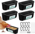 PIREKZUNT 4 Pack Chicken Duck Feeder, Poultry Feeders and Waterers, Hanging Goat Feeder, Livestock Feeding Container, Feed Trough and Waterer Bucket with Clips(Black)