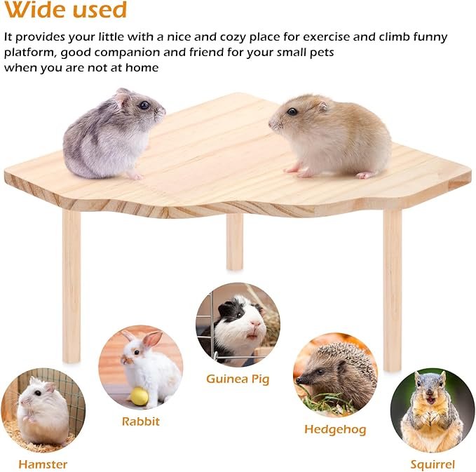 2-Piece Set Hamster Play Wooden Platform for Dwarf Syrian Hamsters Gerbils Mice Degus or Other Small Pets