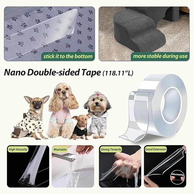 Dog Stairs for High Bed 28-32 Inches Tall, 6 Tier Non-Slip Pet Stairs Adjust to Left Side of Bed, Dog Steps for Small Dogs, Old Pets, and Injured Dogs, Dark Gray