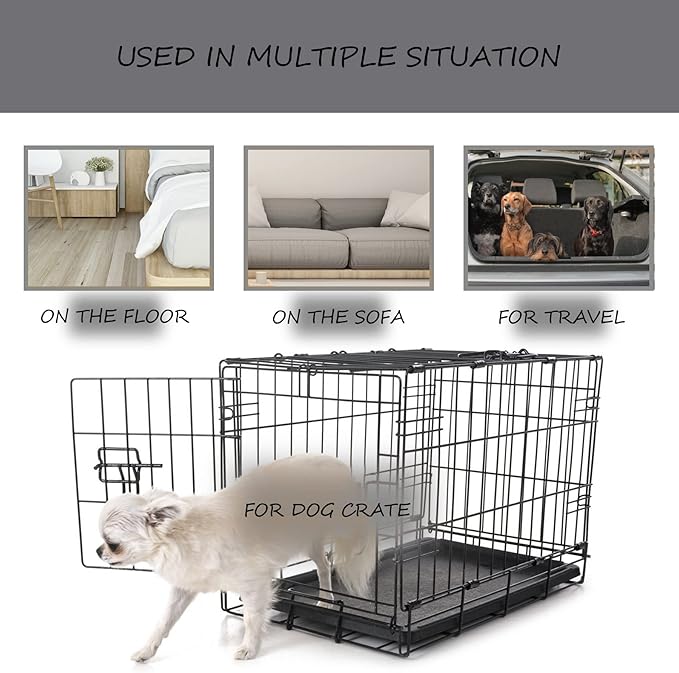 Washable Dog Bed Mat Crate Pad Soft Fluffy Pet Kennel Beds Dog Sleeping Mattress for Large Jumbo Medium Small Dogs, 23 x 17 Inch, Gray