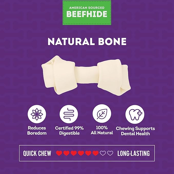 American Sourced Beefhide Bones 4-5" Dog Chew Treats - Natural Flavor, 10 Count/1 Pack