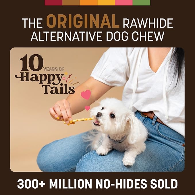 Earth Animal No Hide Stix - Long Lasting Rawhide Free Small Dog Chews Sticks, Venison - 10 Count