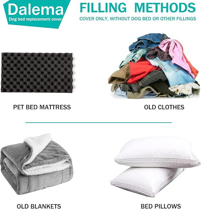 Dog Bed Cover,Waterproof Tough Plastic DIY Pet Bed Cover,Non Stick Hair Easy to Clean Rectangular Fillable Dog Bed Covers with Zipper(Black,36" L x 27" W x 4" Th,Cover Only)
