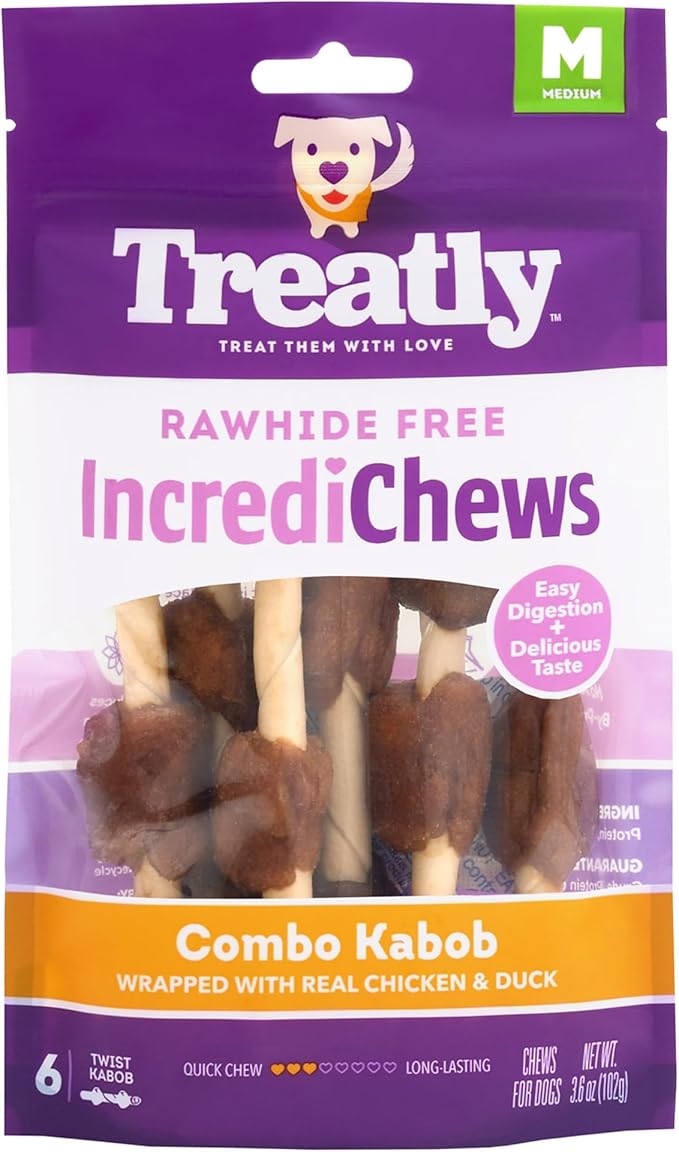 IncrediChews Kabobs w/Duck & Chicken Meat Wrap Dog Chew Treats - 6 Count/1 Pack