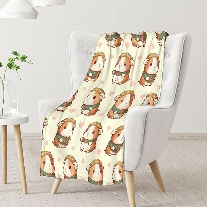 Guinea Pig Blanket - Soft, Fuzzy & Warm - 60"x80" Twin Size Blanket for Bed, Couch & Living Room - Yellow Cute Throw Gifts for Adults, Kids