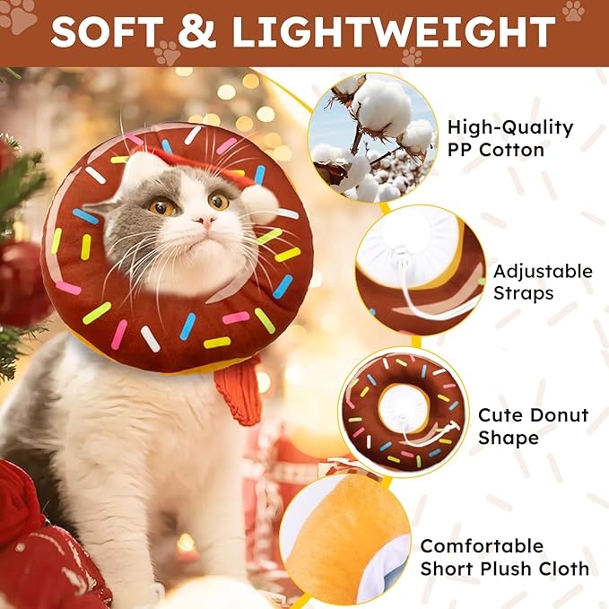 Hpetppy Cat Cone Collar Soft, Cat Recovery Collar for Wound Healing Cute Cat Donut Adjustable Cat Cones to Stop Licking Comfortable Lightweight Neck Elizabethan Collars for Cats Kittens After Surgery