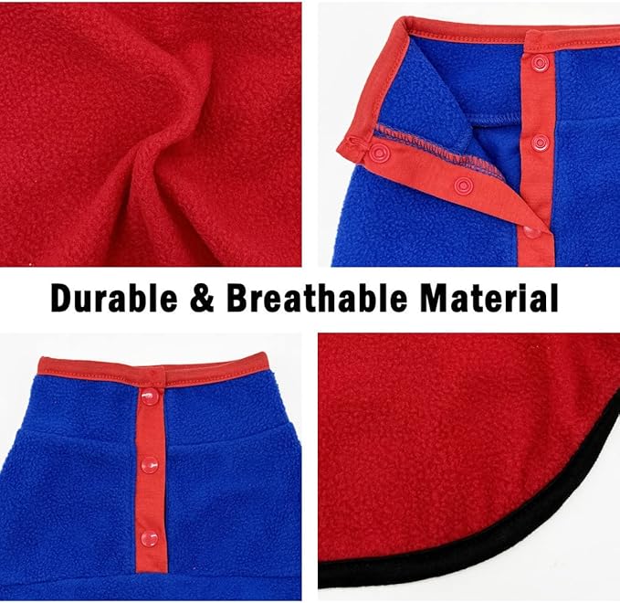 2 Pack Dog Sweater, Warm Puppy Jacket, Autumn Winter Coat, Pet Stretch Fleece Apparel with Buttons for Small Medium Dogs Cats (Red+Blue, Medium)