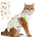 Cat Recovery Suit for Spay Abdominal Wounds Female, Onesie for Cats After Surgery, Surgery Recovery Suit Kitten Onesie for Cats Anti Licking (Dinosaur, Small)