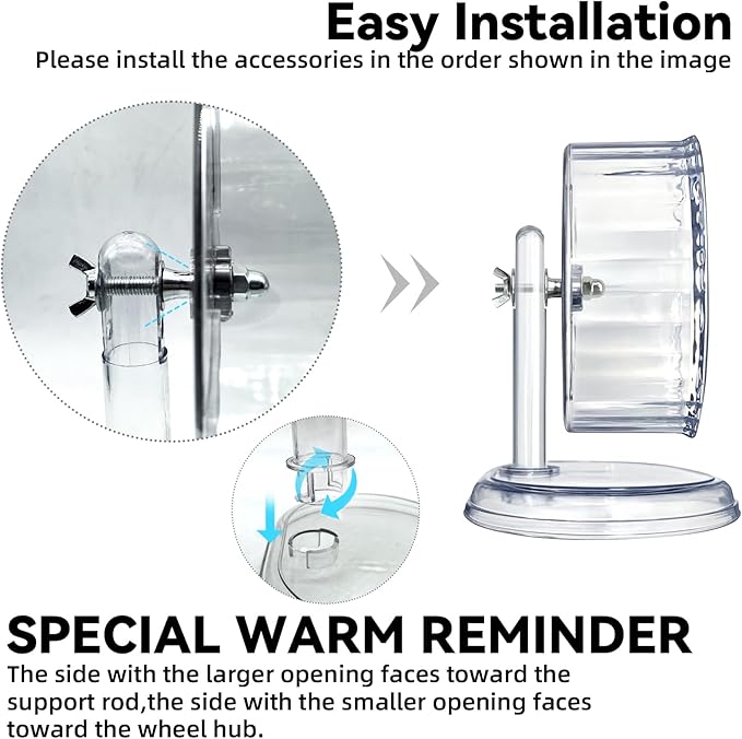 Silent Hamster Exercise Wheel,8.3 Inch Quiet Spinner Hamster Running Wheel,Silent Wheels with Anti-Skid & Adjustable Stand for Gerbils, Mice, or Other Small Pets,Transparent
