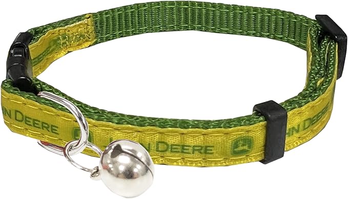 JOHN DEERE CAT COLLAR Adjustable with Cat Bell Pendent. Licensed CAT COLLAR for the Construction, Tractor, John Deere Super Fan! Walk & Run with your CAT in-style with the Pets First John Deere Collar