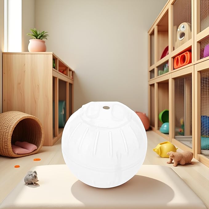White-Transparent Silent Exercise Ball,Plastic Spinner Hamster Running for Sugar Gliders Small Mice Gerbils Hamster,Exercise Ball Small Animals,Diameter 10 cm