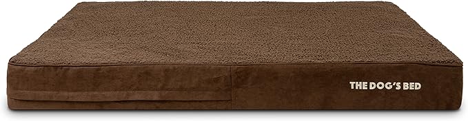 The Dog’s Bed Orthopedic Memory Foam Dog Bed for XXL Dogs, Waterproof Washable Cover, Anti-Slip Base, Calming Surface – CertiPUR-Certified Foam, Brown Plush, 6 Inch Thick