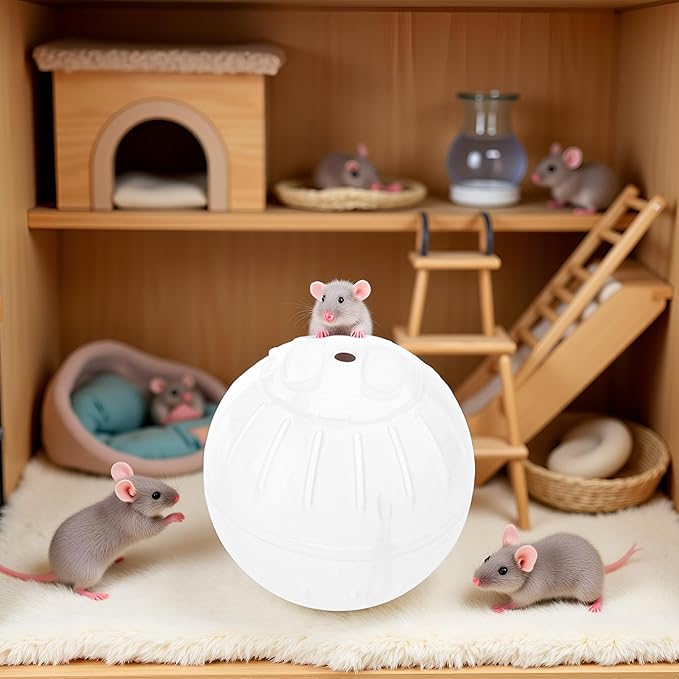 1Pc Silent Exercise Ball Plastic Spinner Hamster Running for Sugar Gliders Mice Gerbils Small Animal Exercise Wheels Multiple Colors Hamster Exercise Ball，Animal Health Supplie（White）