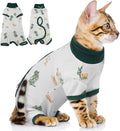 QBLEEV Cat Recovery Suit for Post Surgery, Spay Neuter Suit for Cats, Soft Stretchy Cotton Cat Onesie for Skin Diseases, Anti-Lick Surgical Shirt Pajamas for Abdominal Wound, Kitten Cone Alternative