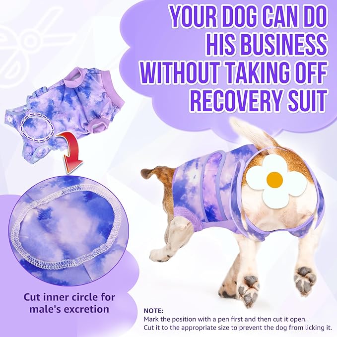 SlowTon Dog Surgery Recovery Suit - Zipper On Dog Onesies After Surgery for Female Male Dogs, Abdominal Wounds Bandages Cone/E-Collar Alternative Dogs Body Suit Shirt Anti-Licking (Purple,4XL)