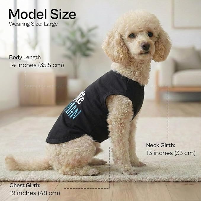 Parisian Pet Dog Shirt – 100% Cotton Shirts for Large Dogs – Sleeveless Black Puppy Vest – Lightweight and Breathable Pet Apparel – Funny Summer Boy Dog Clothes - Stretchy Cute T Shirts for Dogs