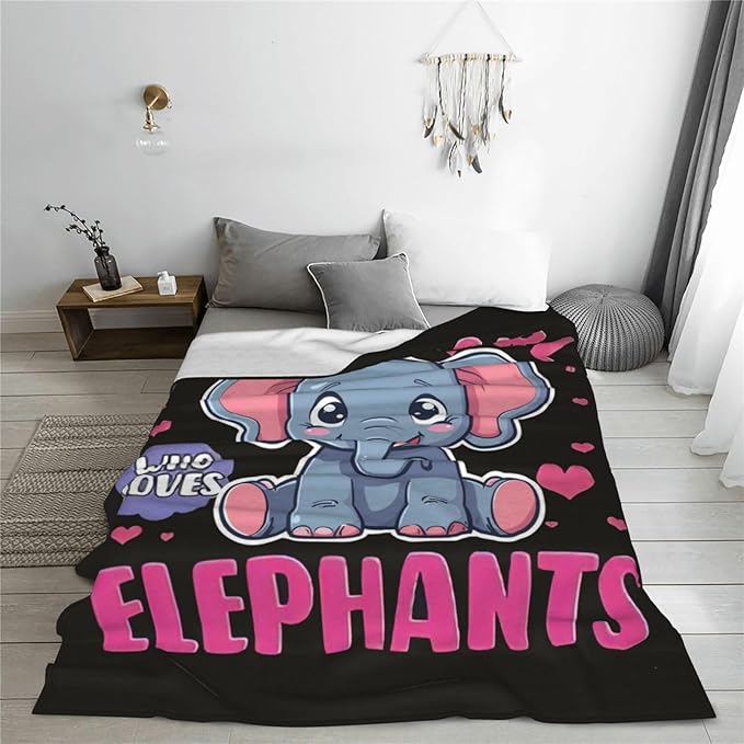 Just A Girl Who Love Elephants Blanket Funny Bady Elephant Decor Throw Blanket Gifts for Girls Boys Super Warm Soft Plush Fleece Flannel Blanket Couch Bedding Blanket for Adults Kids Women Men 60"X50"