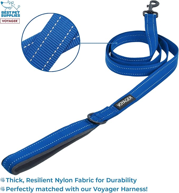 Voyager Step-in Air All Weather Mesh Harness and Reflective Dog 5 ft Leash Combo with Neoprene Handle, for Small, Medium and Large Breed Puppies by Best Pet Supplies - Blue, X-Large
