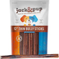 Jack&Pup 12 Inch Thin Bully Sticks for Small Dogs (5 Pack) Natural Dog Chews, Bully Sticks for Puppies, Senior Dogs