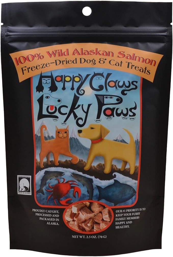 Freeze-Dried Wild Alaskan Salmon Treats for Dogs and Cats (2.5 oz) Made in Alaska
