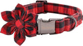 Uniqe Style Paws Christmas Grid Dog Collar, Female or Male Adjustable Puppy Collar with Flower, Durable Floral Pattern Pet for X-Small Dogs