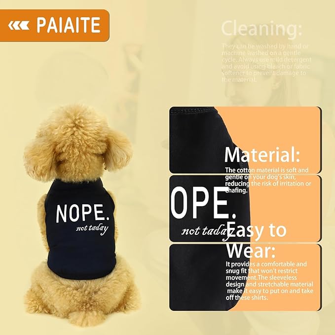 Discover Cozy Cotton Canine Wear: Soft, Lightweight, and Breathable Dog Shirt Vest with Eye-Catching Graphics(Nope not Today), Keeping Your Furry Friend Warm and Comfy! Grey XXS