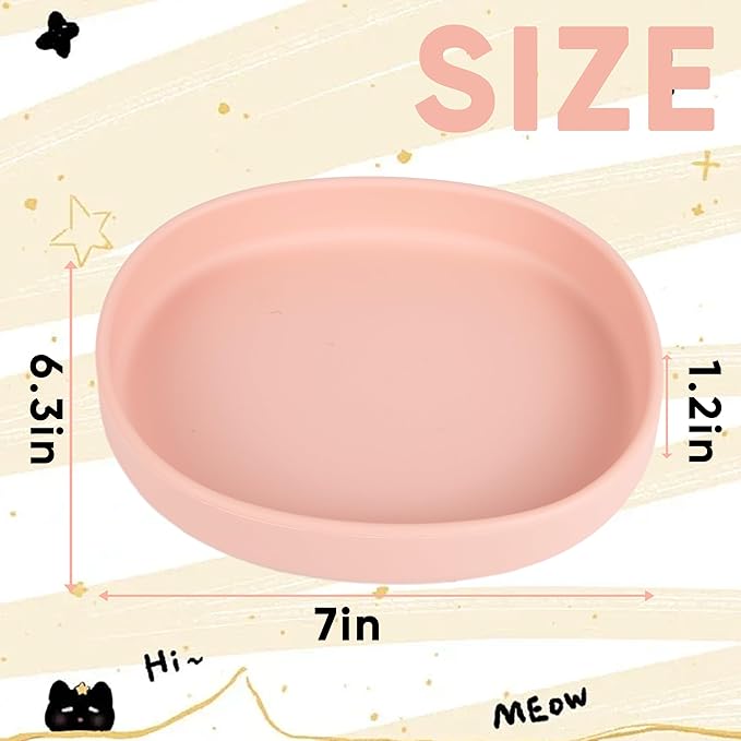 Silicone Cat Dog Bowls, Non Slip Dog Food Cat Feeding Plates, Pet Drinking Bowl for Dry and Wet Food, 10 OZ/330ML Water Bowl for Small Pets 2PCS (Pink)