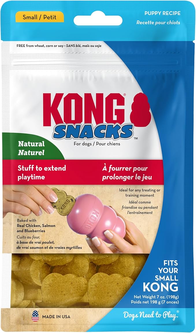 KONG Snacks Dog Treats – 2-Pack | All-Natural, Made in USA, Fits Classic Toys, No Wheat, Corn or Soy (Small, Puppy)