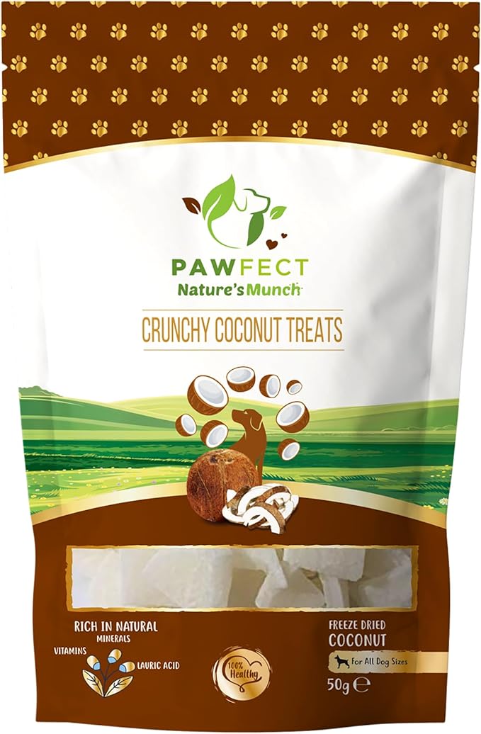 Pawfect Foods Nature's Munch Freeze Dried Dog Treats - Coconut Healthy Dog Treats | Grain-Free | Promotes Shiny Coat | Supports Healthy Metabolism | Vegan (1.7oz)