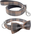 YOY Soft Comfortable Adjustable Pet Collar with Bowtie, Heavy Duty Dog Collar and Leash Set for Small Medium Large Dogs Cats, Puppy Grooming Doggy Accessories, Length 18" - 26"