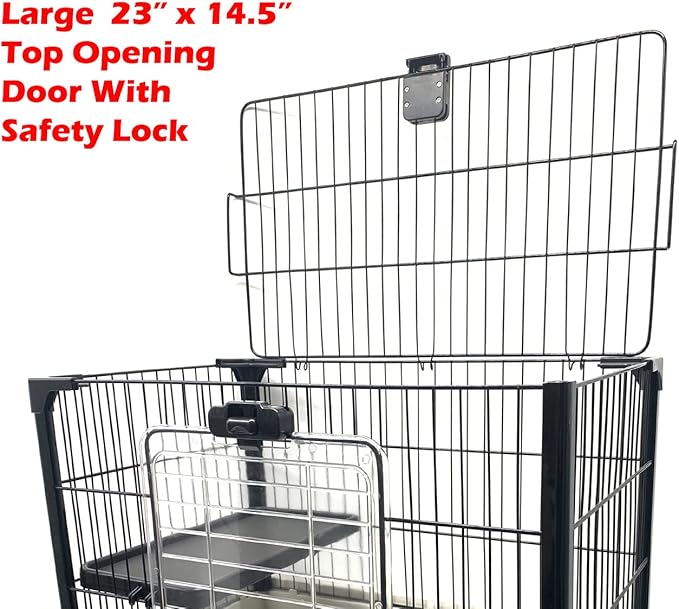 Large 5-Level In/Outdoor Small Animal Pet Cage for Guinea Pig Ferret Squirrel Chinchilla Cat Playpen Rabbit Hutch with Solid Platform Ramp Leakproof Litter Easy Clean 2-Inch Deep Tray Lockable Casters