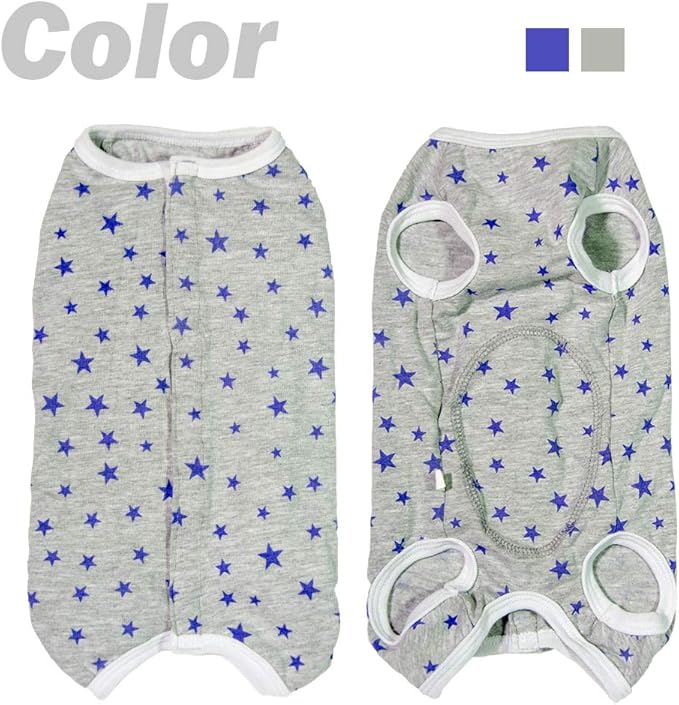Dog’s Recovery Suit Post Surgery Shirt for Puppy, Wound Protective Clothes for Little Animals(Grey Stars-m)
