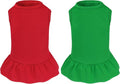 2 Pcs Dog Dresses Cat Skirt Solid Color Dog Clothes Summer Sleeveless Puppy Girl Clothes for Small Pet Dogs Cats (Red,Dark Green, Medium)