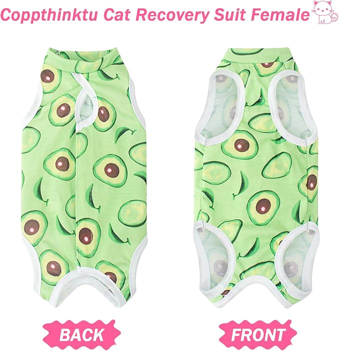 Coppthinktu Cat Recovery Suit Female Cats Onesie for Cats, Breathable Cat Surgery Suit for Surgical Abdominal Wounds Skin Diseases, Cute Kitten Spay Recovery Suit E-Collar Alternative Anti Licking
