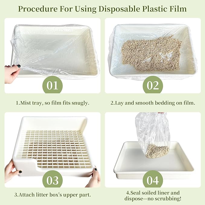 upcessory Disposable 50 pcs Small Animal Cage Liners, Rabbit Tray Film Liner Bunny Litter Pan Bags Guinea Pig Cage Toilet Plastic Film for Bird Hamster Chinchilla Hedgehog