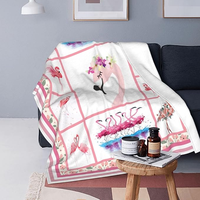 Flamingo Blanket Pink Flamingo Merch Throw Blankets Cozy Fleece Flannel Soft Warm Plush Lightweight Blanket Flamingo Decor Bedding Gifts for Women Girls Adults Kids for Couch Sofa Bed 50"X60"
