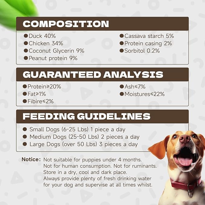 Chicken Jerky Wrapped Duck Sausage Dog Treats, Rawhide Free Soft Dog Chews High Protein Training Treats for Senior Small Medium Large Breed 8oz/226g