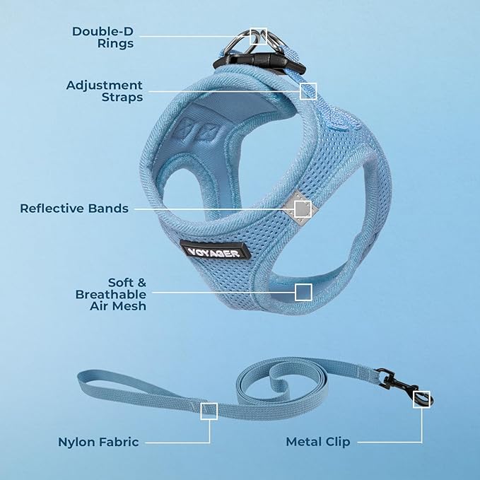Voyager Step-in Pet Harness - All Weather Mesh, Adjustable Step in Harness for Cats and Dogs by Best Pet Supplies - 307S Baby Blue, XS