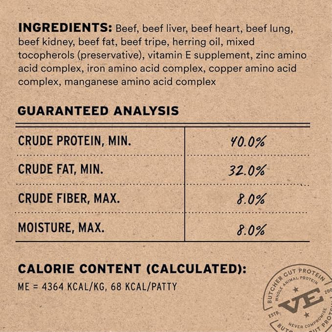 Vital Essentials Freeze Dried Dog Food, Raw Beef Mini Patties | Complete Meal or Topper | High Protein, Grain Free Dry Dog Food | 14 oz Bag