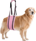 AIITLE Dog Sling Carrier for Hind Leg Support - Adjustable Reflective Design with Plush Padding, Ideal for Senior/Arthritic Dogs & Post-Surgery Recovery (Pink, L)