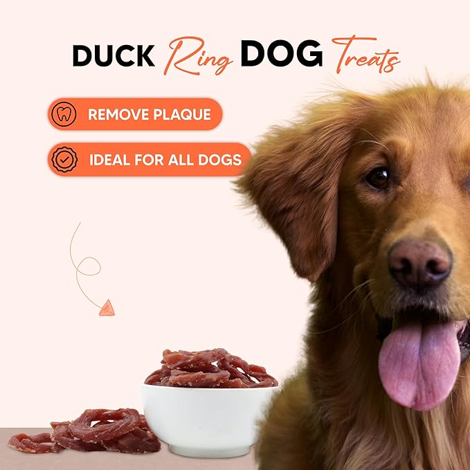 Annika Duck Jerky Rings – High Protein Natural Duck Chews with Taurine, Rawhide-Free Soft & Chewy Training Snacks for Small to Large Dogs, 11.60 oz