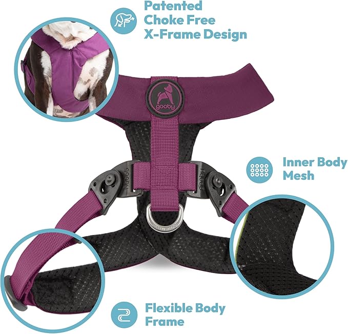 Gooby Comfort X Harness - Dual Snap, Pink, X-Large - No Pull Small Dog Harness with Rotational Buckles and Patented Choke-Free X Frame