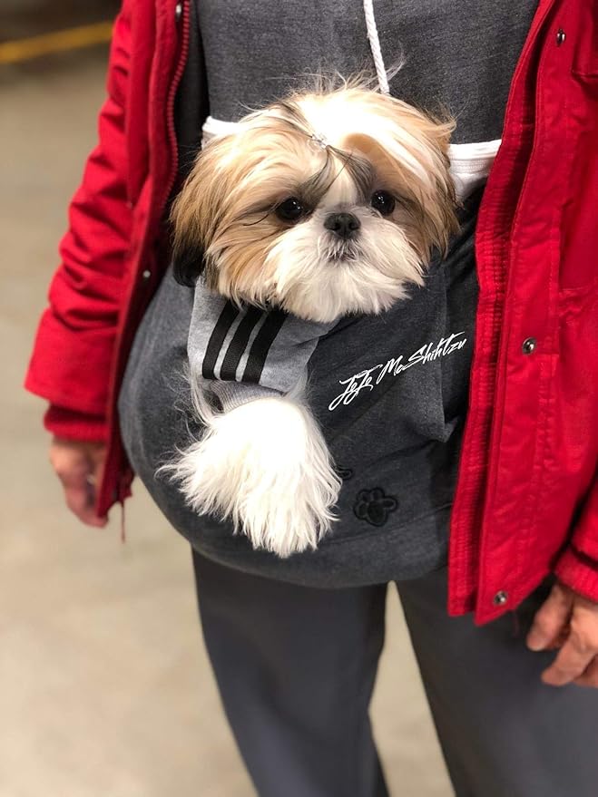 Women Pet Carrier Sweatshirt Puppy Kitten Holding Hoodies Long Sleeve Pouch Tops