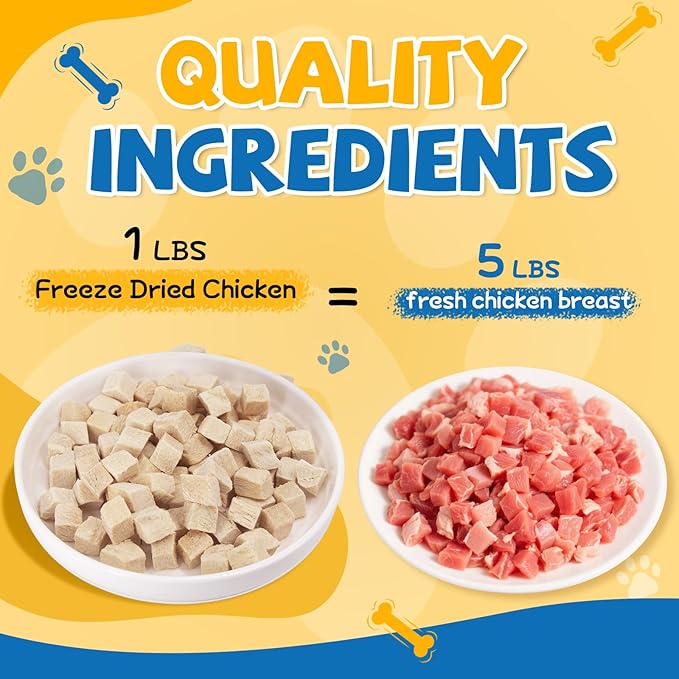 gazeupon Freeze Dried Chicken Dog Treats, Single Ingredient, High Protein Training Treats & Food Topper for Picky Eaters, Grain Free All Natural Snacks for Puppies and Adult Dogs, 10.58 oz
