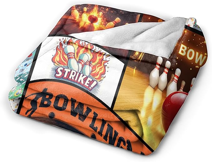 Bowling Blanket Bowling Throw Blanket Gifts for Bowling Lovers Women Men Boys Girls Kids Adults Super Soft Cozy Plush Fluffy Fuzzy Fleece Blanket Home Decor 60''X80''