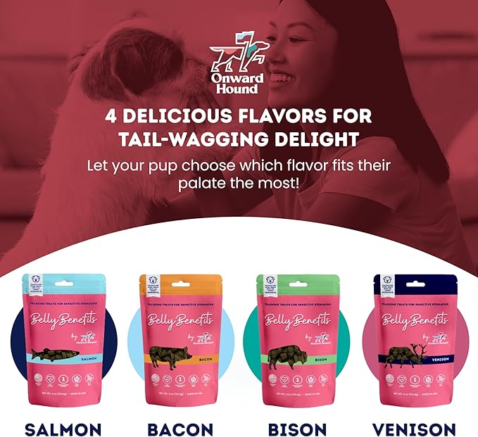 Onward Hound Training Treats for Dogs - Soft Bacon - Low Calorie Dog Training Treats for Sensitive Stomachs with Single Source Premium Protein, Corn Free, & Soy Free Formula - 4 oz